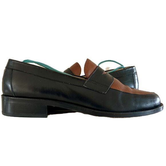 Shoes - ITALIAN Leather Black & Brown Loafers Sz 7
